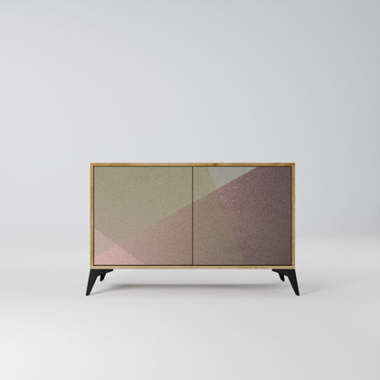 BEIGE GEOMETRY 2-dörrars skänk i ekeffekt