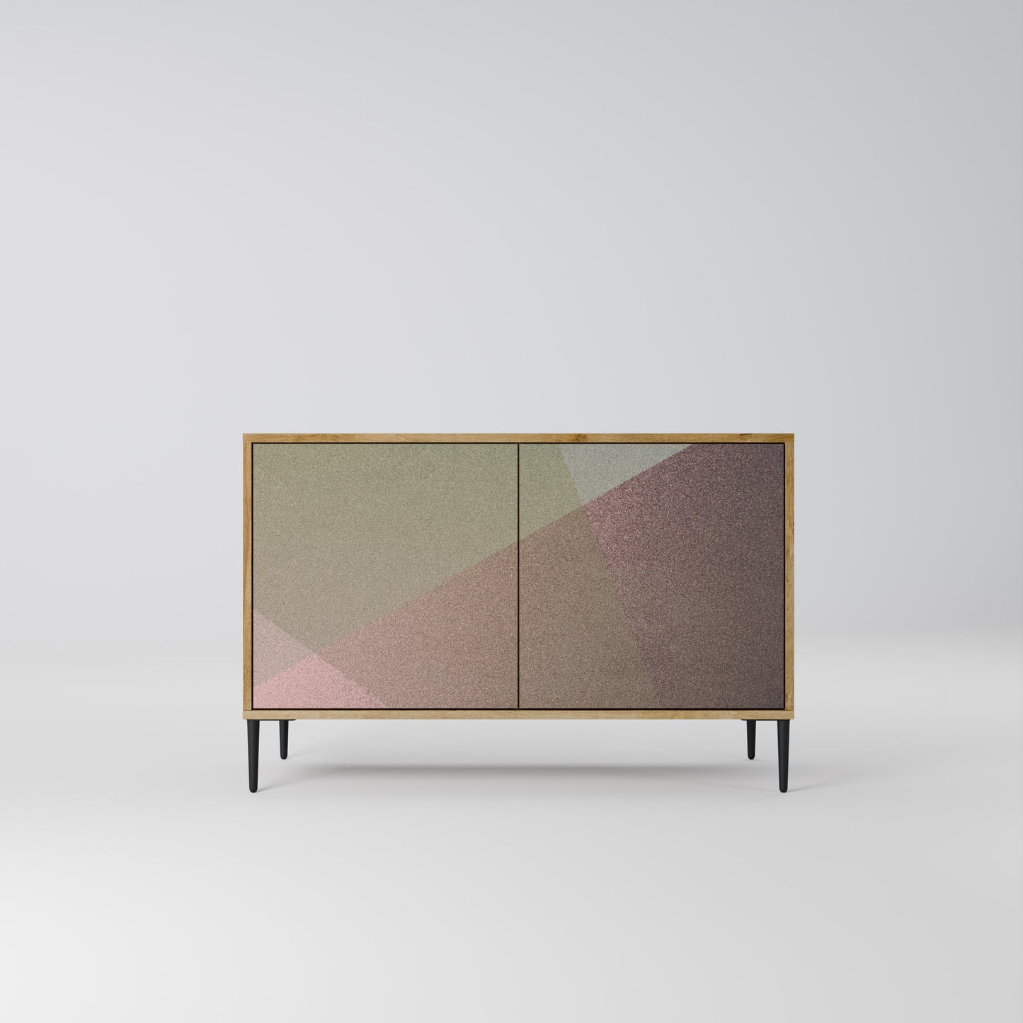 BEIGE GEOMETRY 2-dörrars skänk i ekeffekt
