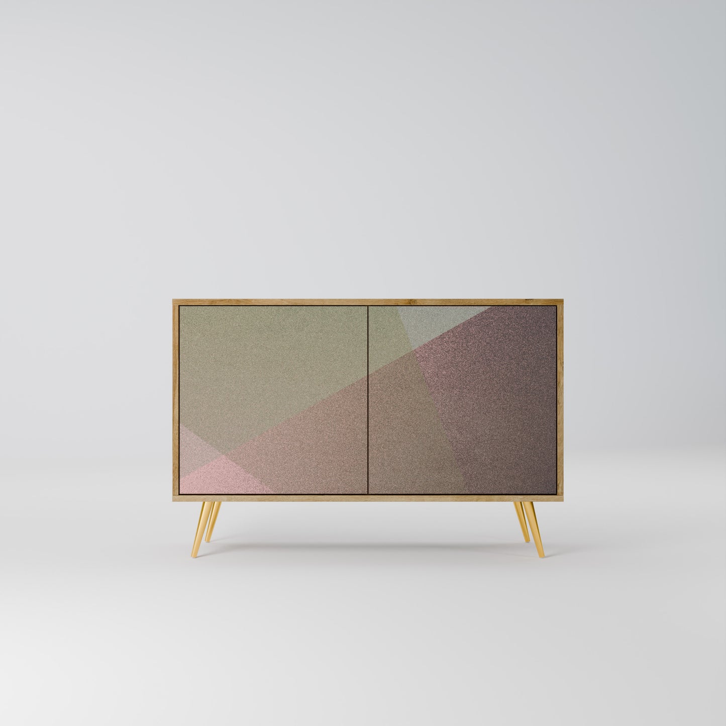 BEIGE GEOMETRY 2-dörrars skänk i ekeffekt