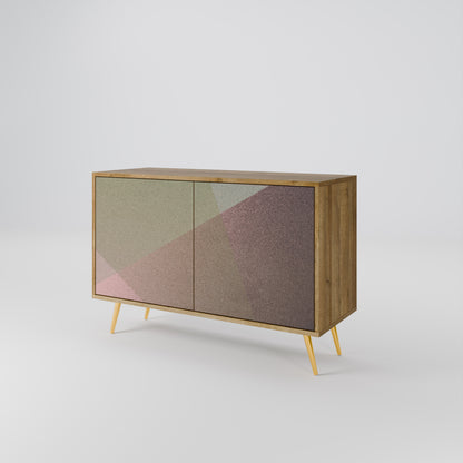 BEIGE GEOMETRY 2-dörrars skänk i ekeffekt