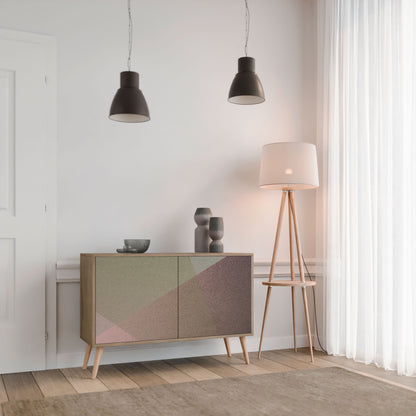 BEIGE GEOMETRY 2-dörrars skänk i ekeffekt