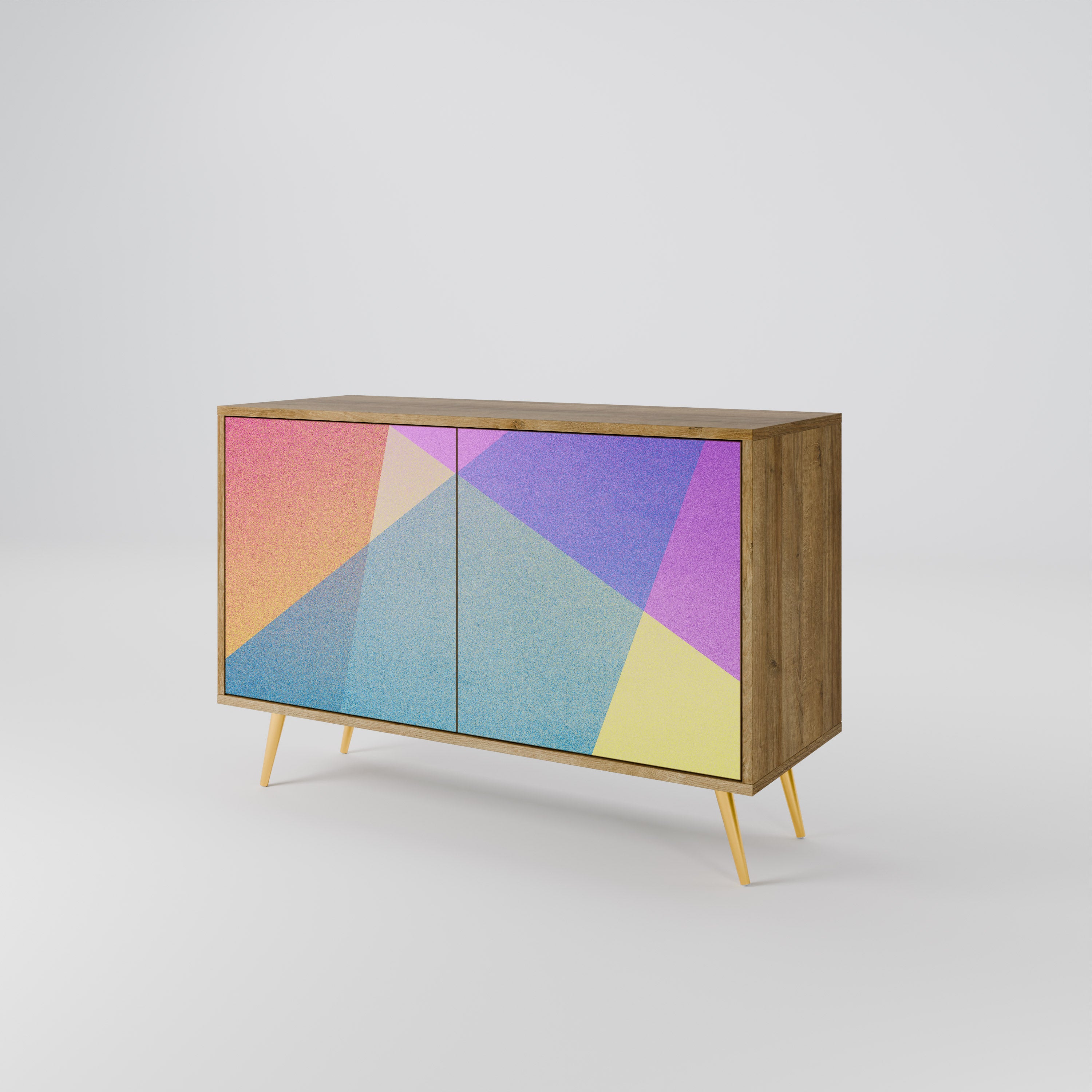 BRIGHT GEOMETRY 2-Door Sideboard in Oak Effect