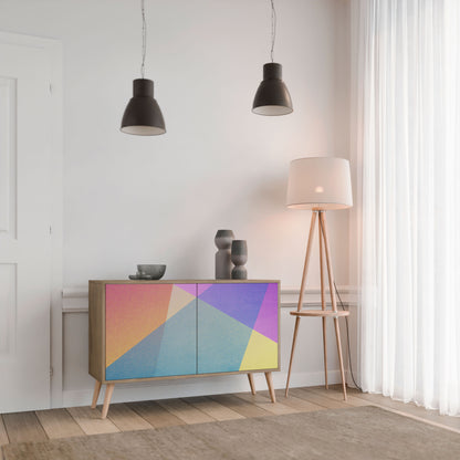 LJUS GEOMETRI 2-dörrars skänk i ekeffekt