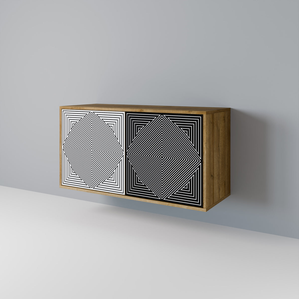 POLYGON ILLUSION Skänk med två dörrar