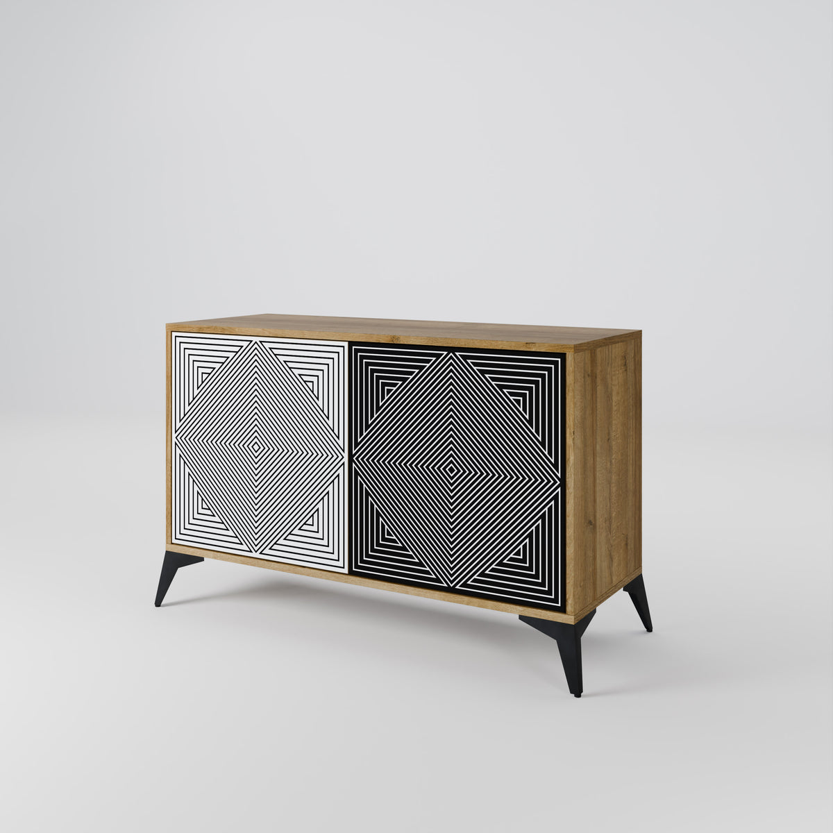 POLYGON ILLUSION Skänk med två dörrar