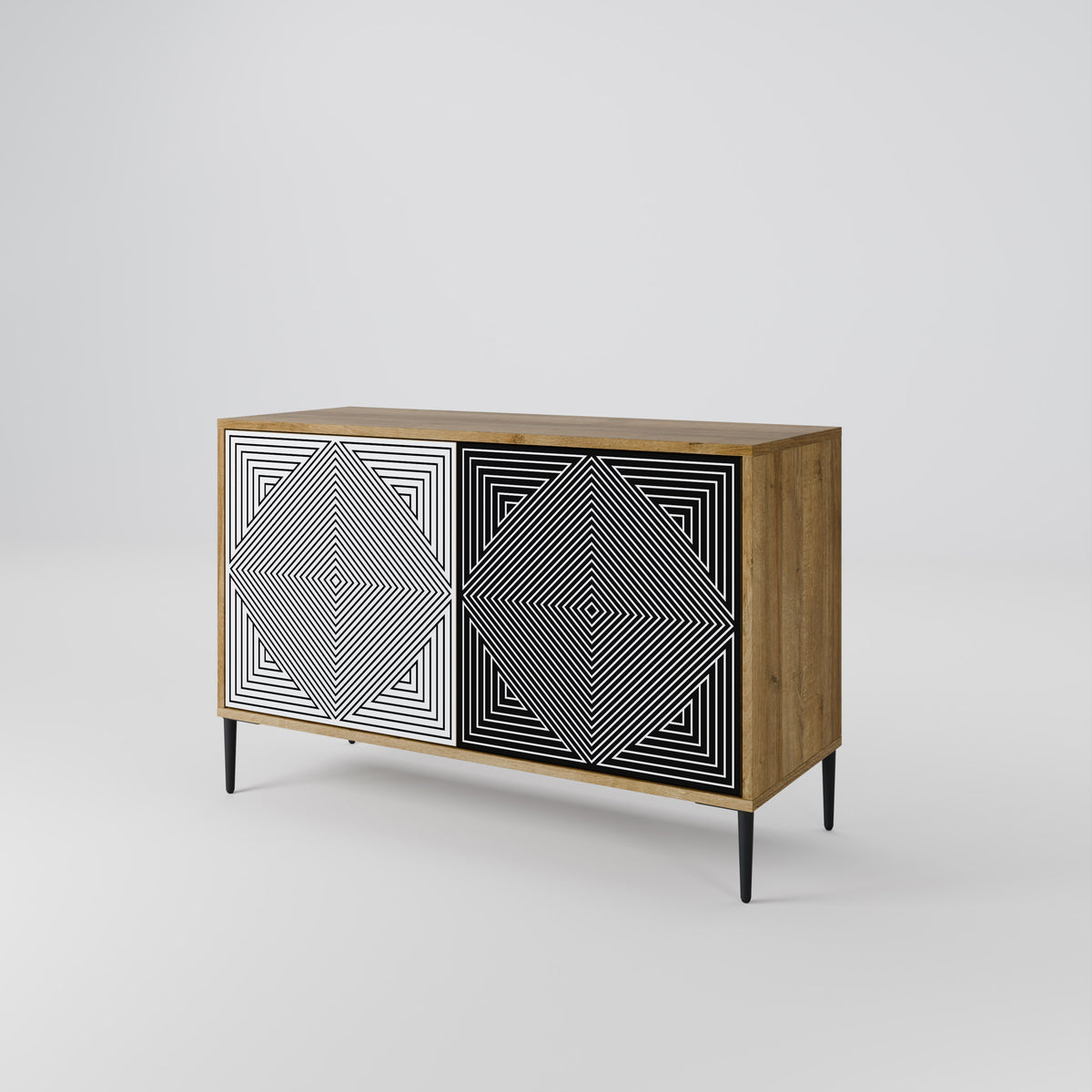 POLYGON ILLUSION Skänk med två dörrar