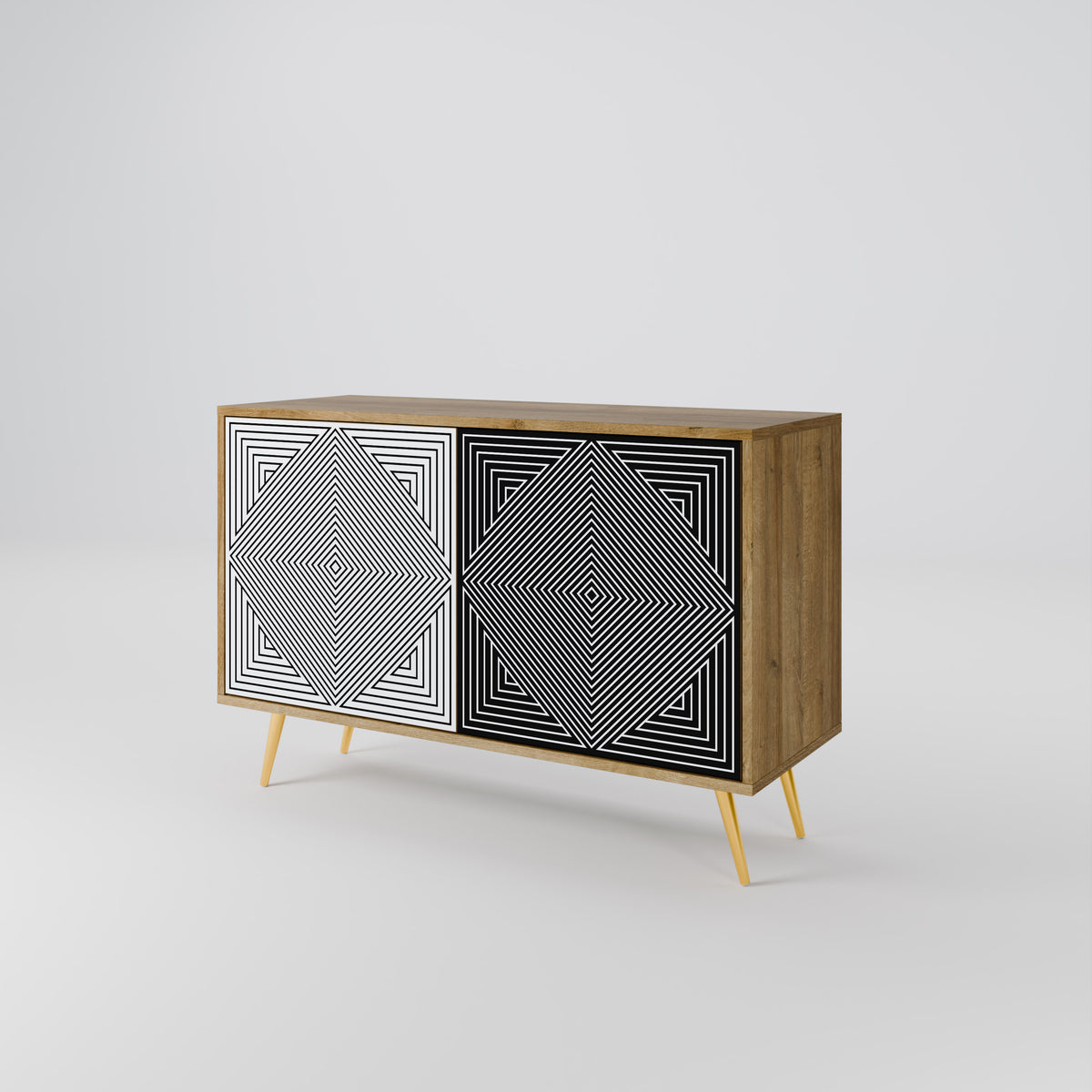 POLYGON ILLUSION Skänk med två dörrar