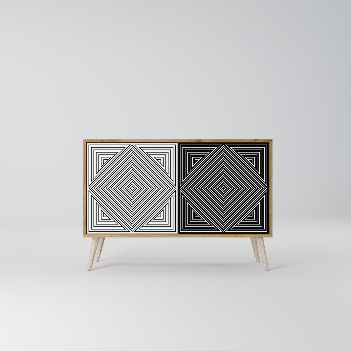 POLYGON ILLUSION Skänk med två dörrar