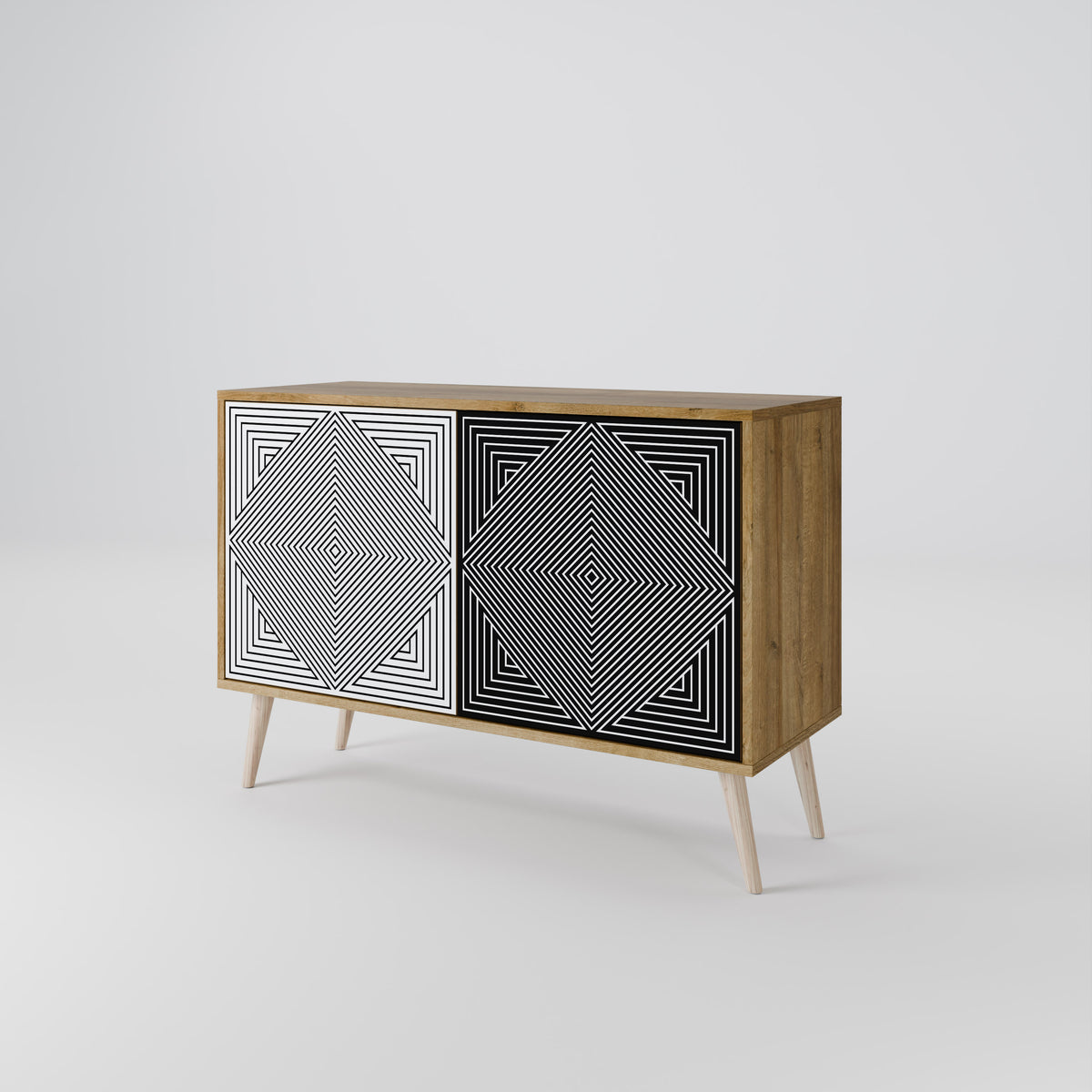 POLYGON ILLUSION Skänk med två dörrar