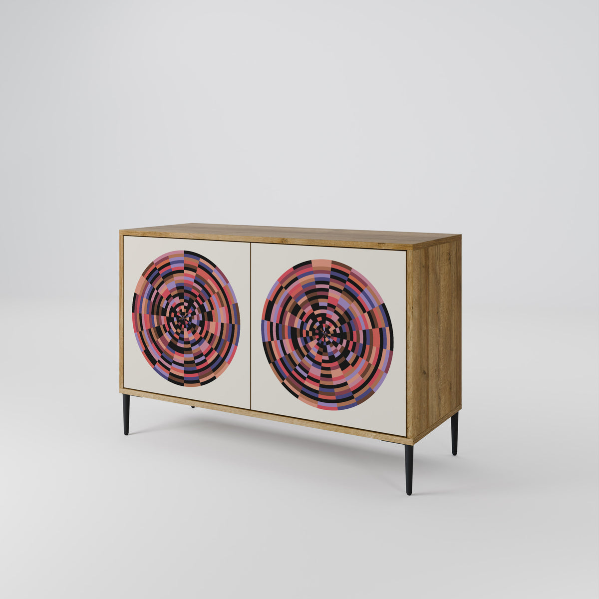 BROWN CIRCLES Skänk med två dörrar