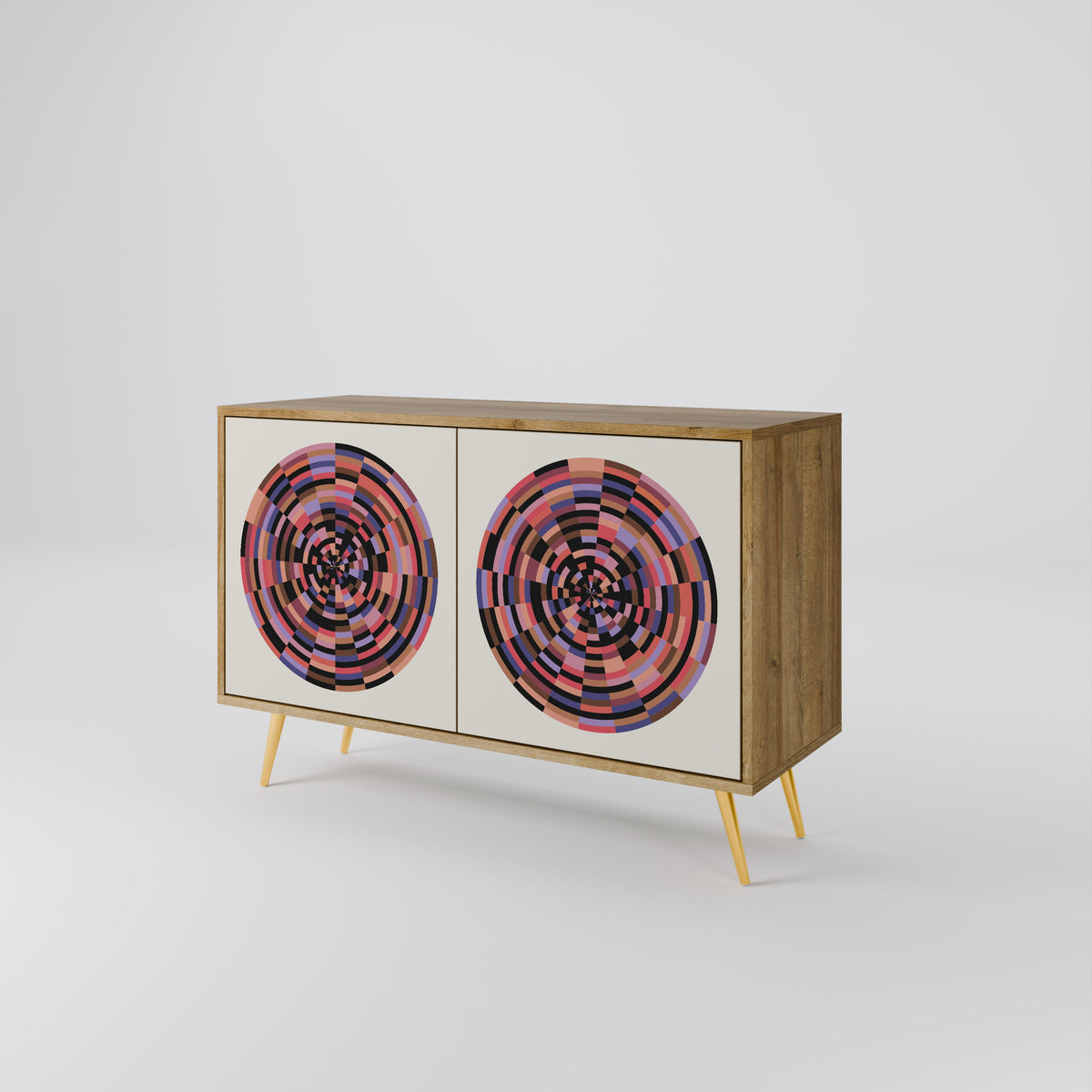 BROWN CIRCLES Skänk med två dörrar