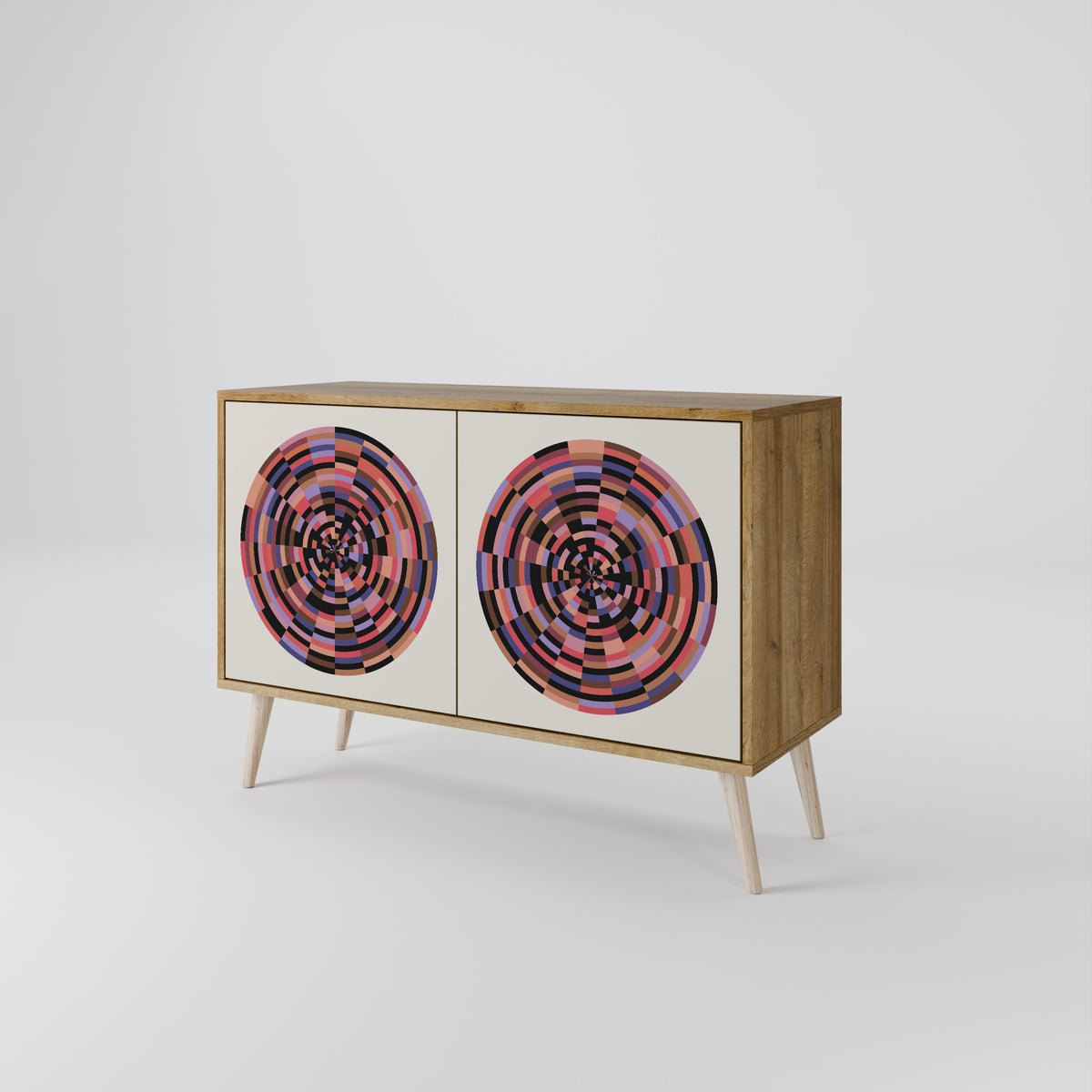 BROWN CIRCLES Skänk med två dörrar