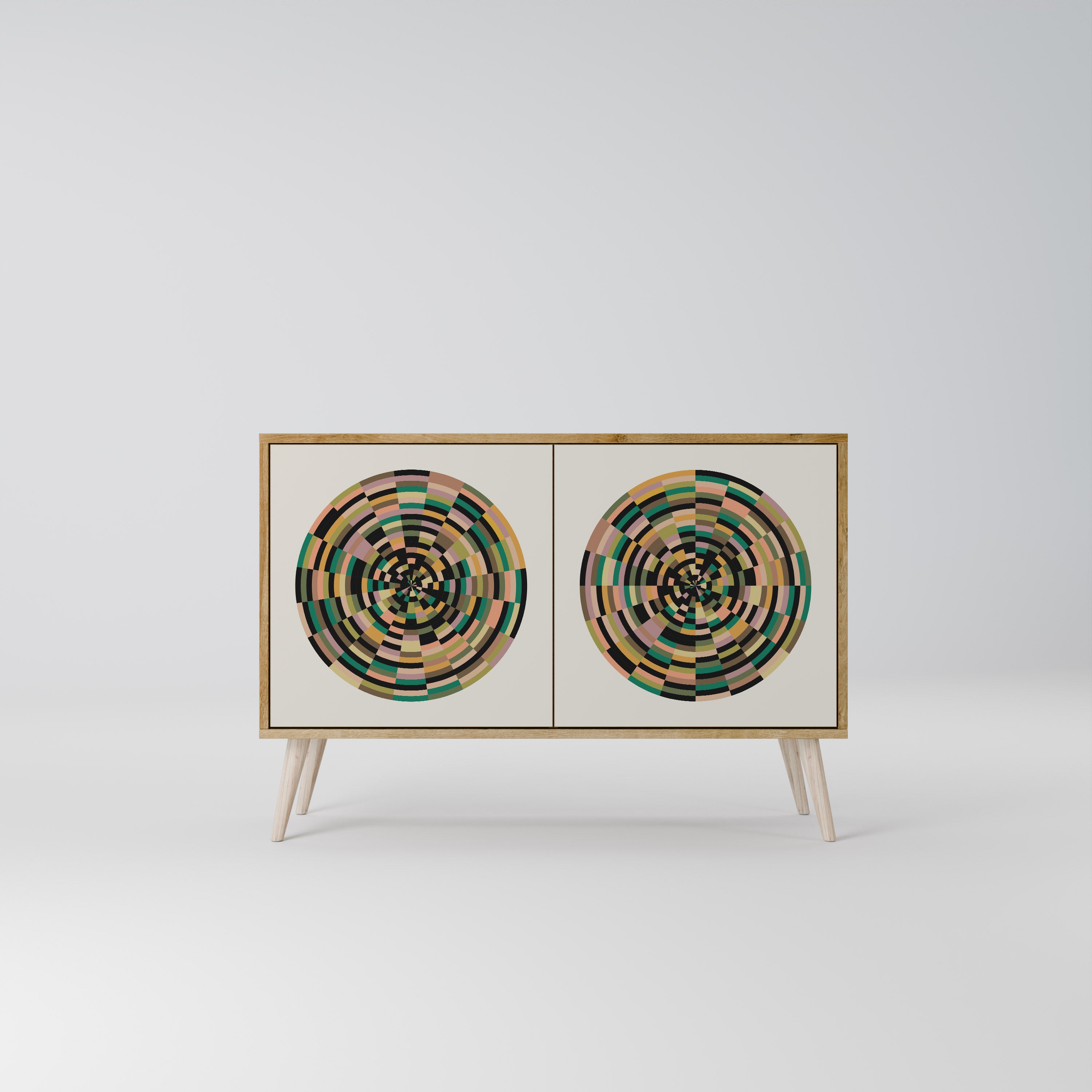 GREEN CIRCLES 2-Door Sideboard in Oak Effect