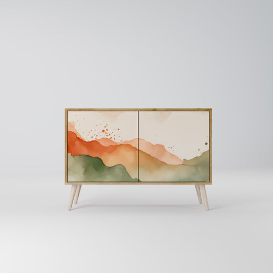 WATERCOLOR PEAKS 2-dörrars skänk i ekeffekt