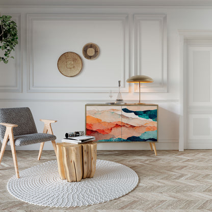 ABSTRACT LANDSCAPE 2-Door Sideboard in Oak Effect
