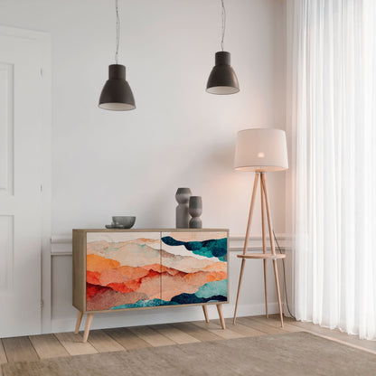 ABSTRACT LANDSCAPE 2-Door Sideboard in Oak Effect