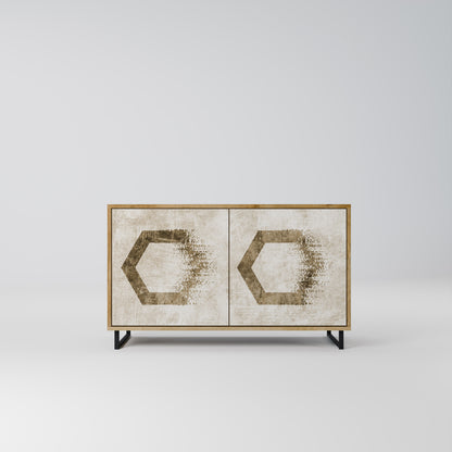 HEXAGONAL FORM 2-Dörrars skänk i ekeffekt