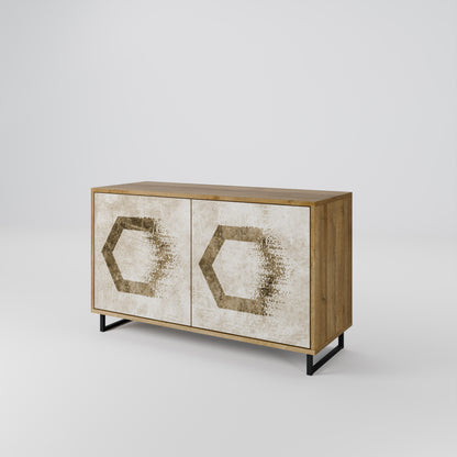 HEXAGONAL FORM 2-Dörrars skänk i ekeffekt