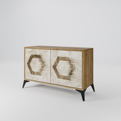 HEXAGONAL FORM 2-Dörrars skänk i ekeffekt