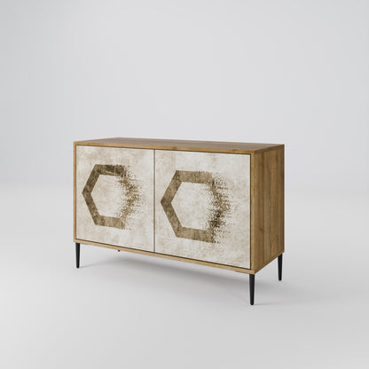 HEXAGONAL FORM 2-Dörrars skänk i ekeffekt