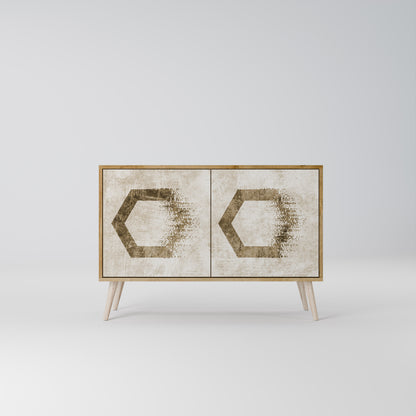 HEXAGONAL FORM 2-Dörrars skänk i ekeffekt