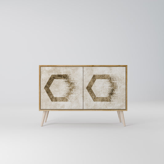 HEXAGONAL FORM 2-Dörrars skänk i ekeffekt