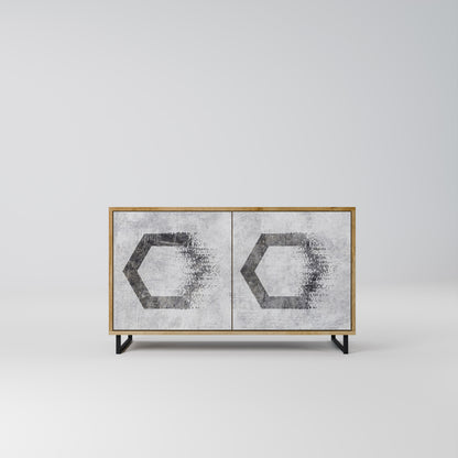 HEXAGONAL FIGURES 2-Door Sideboard in Oak Effect