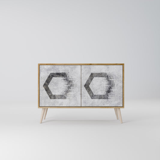 HEXAGONALA FIGURER 2-dörrars skänk i ekeffekt