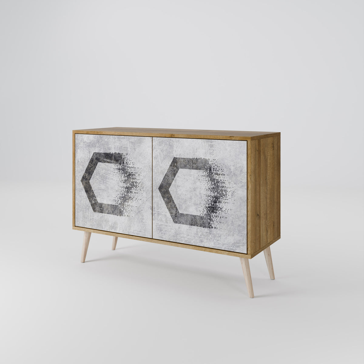 HEXAGONAL FIGURES Skänk med två dörrar