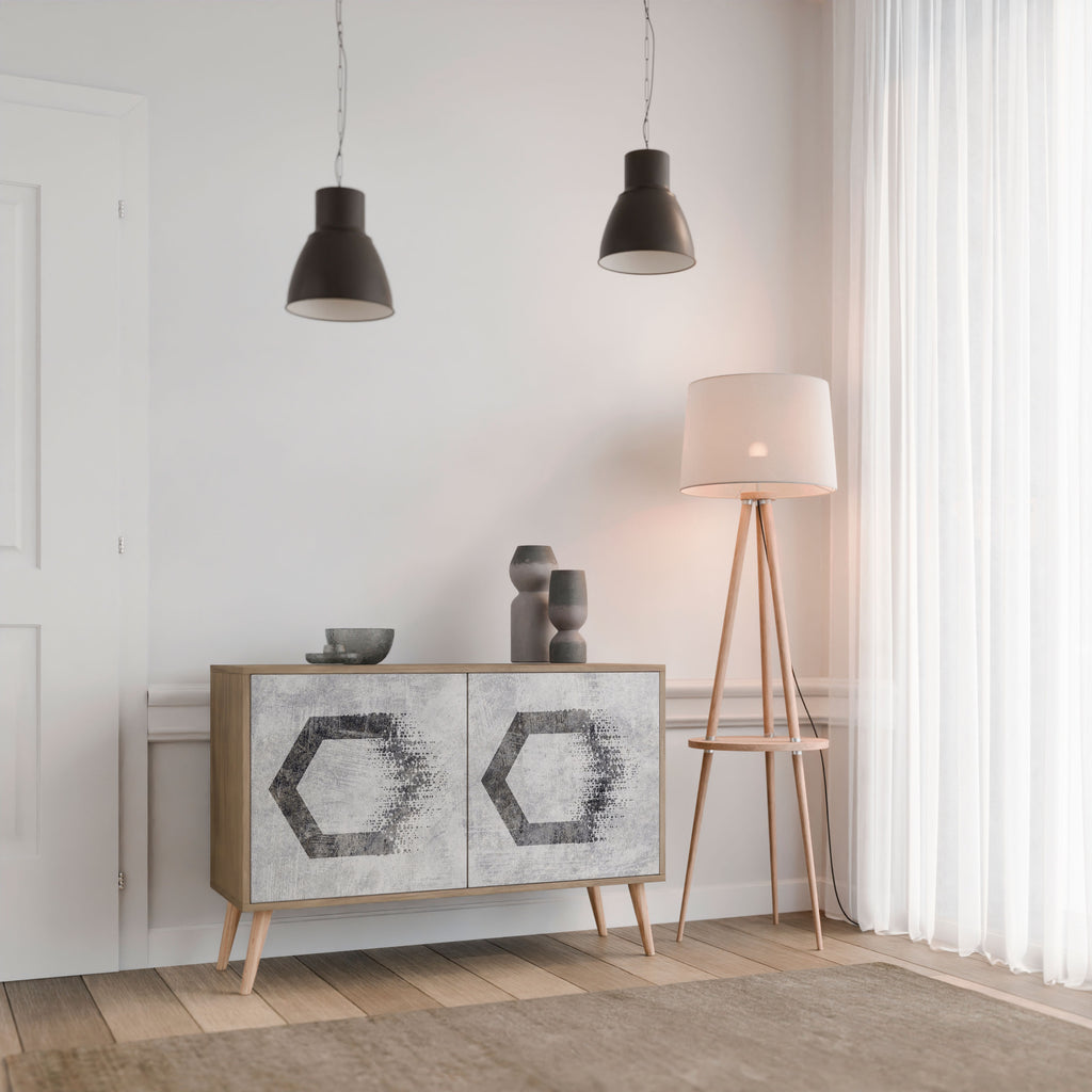 HEXAGONAL FIGURES 2-Door Sideboard in Oak Effect