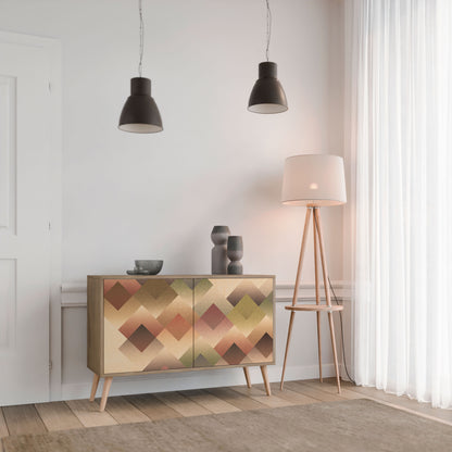 GEOMETRIC FUSION 2-dörrars skänk i ekeffekt