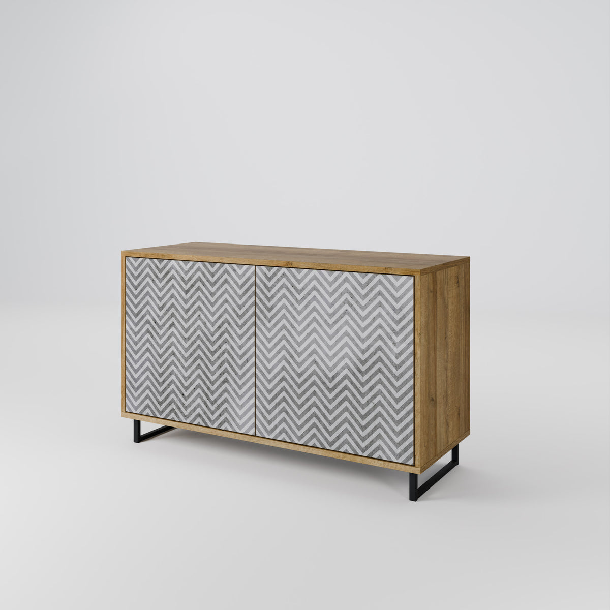 CONCRETE ZIG ZAG Skänk med två dörrar