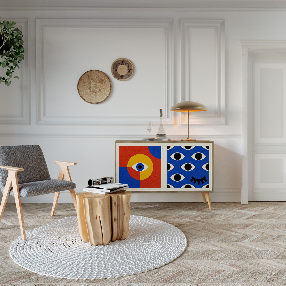GEOMETRIC EYES Skänk med två dörrar