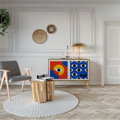 GEOMETRIC EYES 2-Door Sideboard in Oak Effect