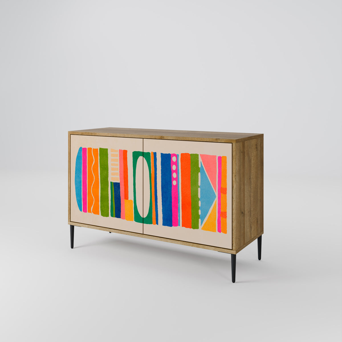 GEOMETRIC SHINE Skänk med två dörrar