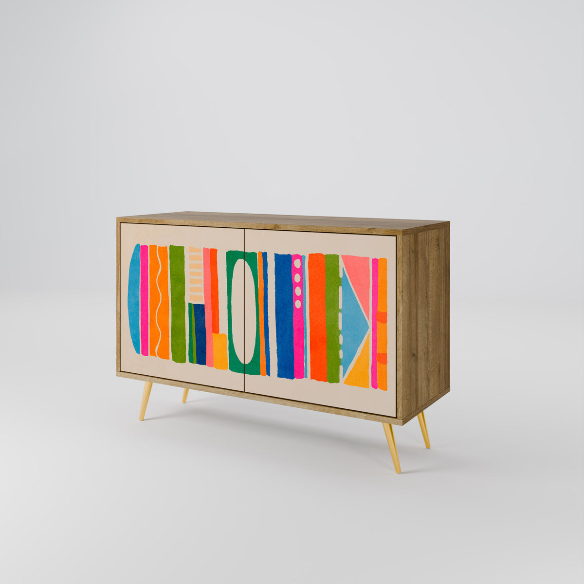 GEOMETRIC SHINE Skänk med två dörrar
