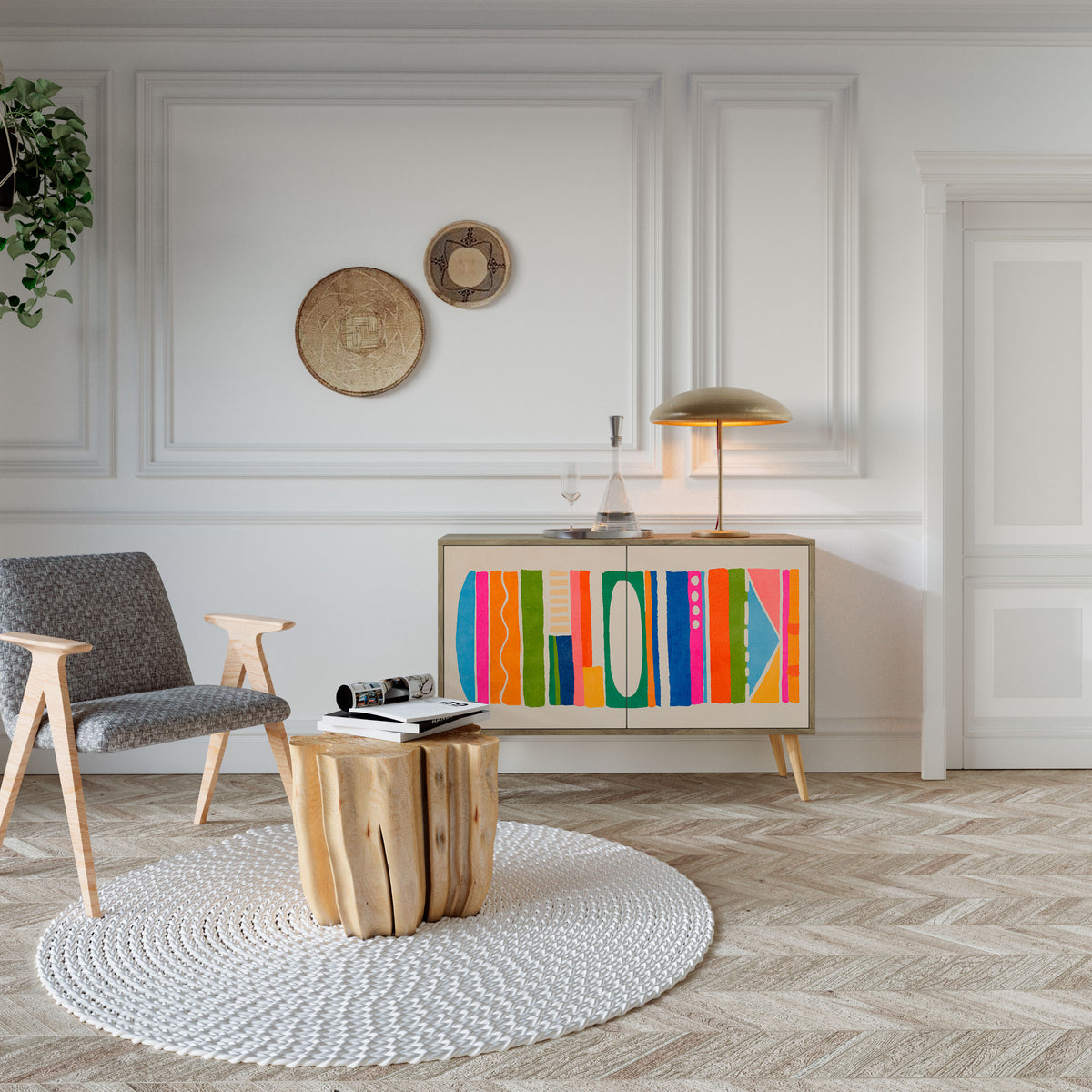 GEOMETRIC SHINE Skänk med två dörrar