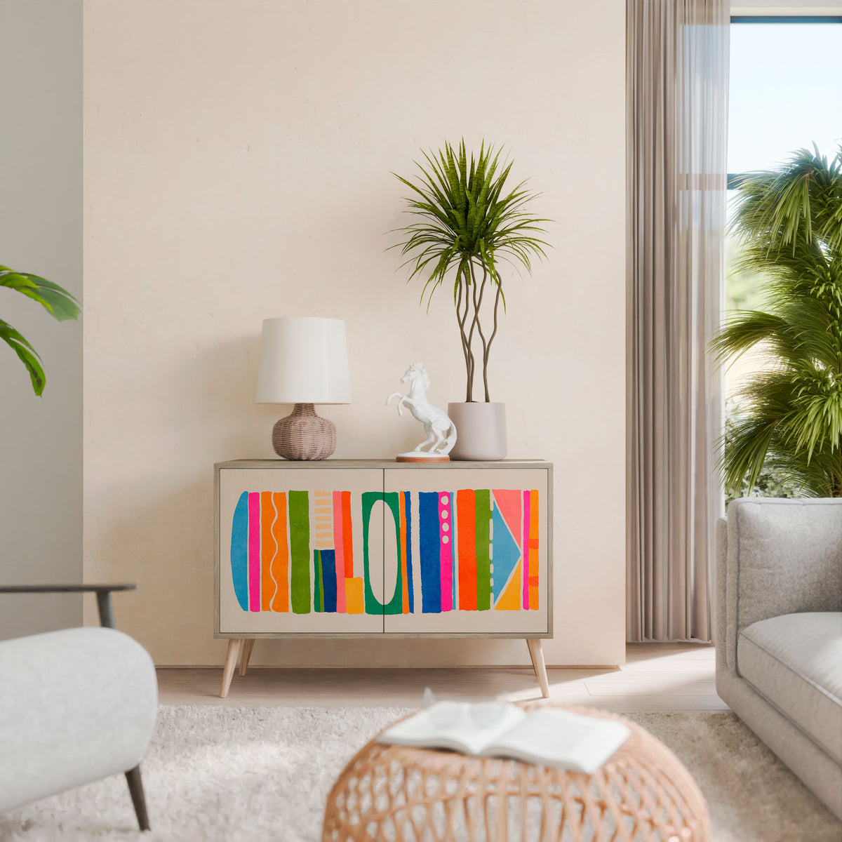 GEOMETRIC SHINE Skänk med två dörrar
