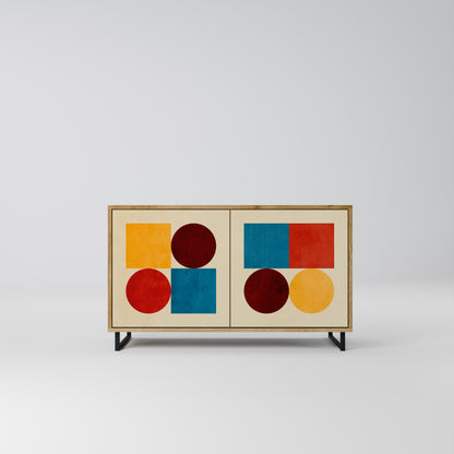 GEOMETRISK PUSSEL 2-dörrars skänk i ekeffekt