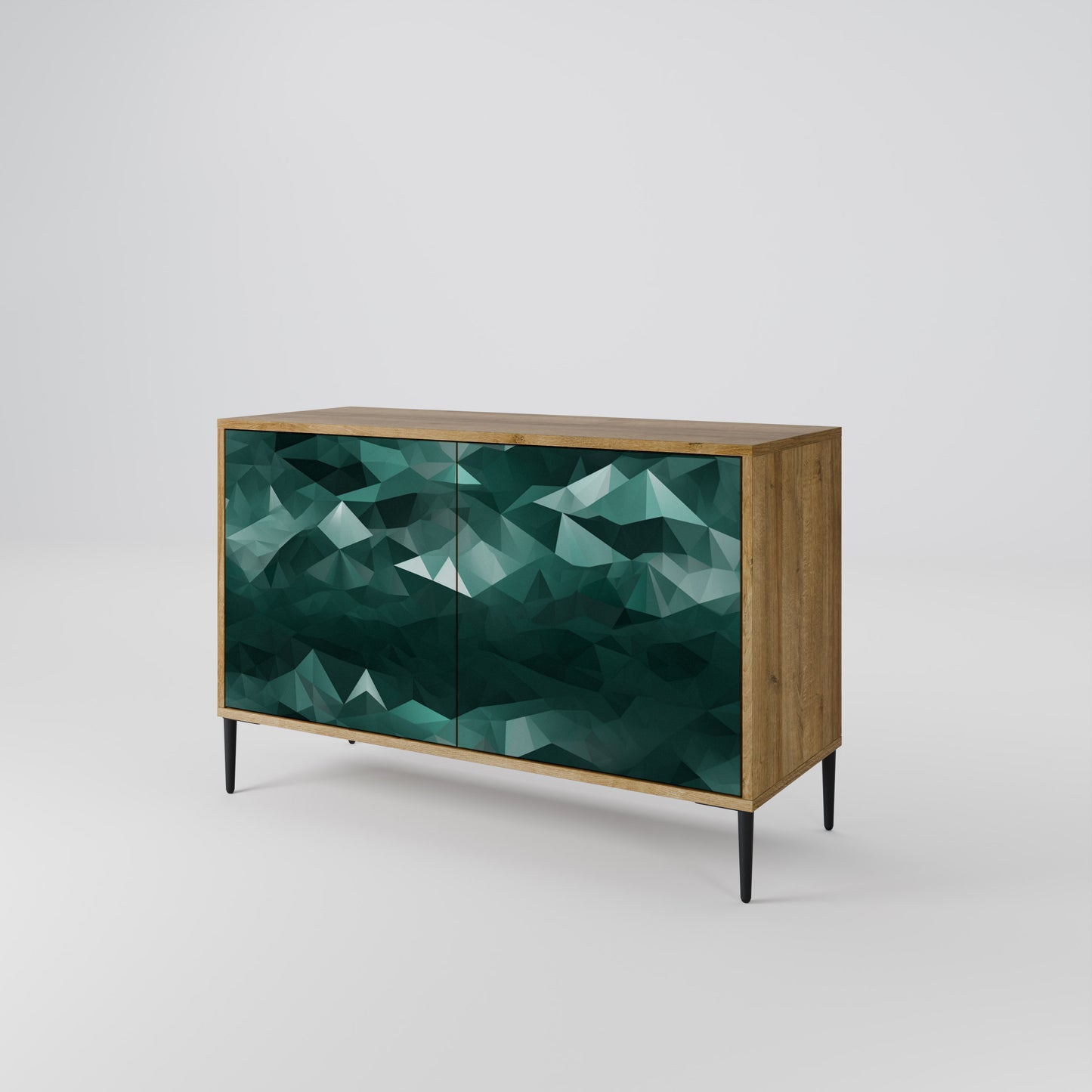 POLYGONAL FLYTANDE 2-dörrars skänk i ekeffekt