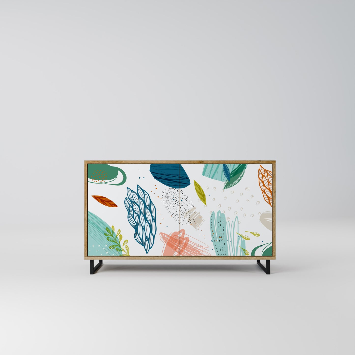 BOTANICAL HURRICANE 2-dörrars skänk i ekeffekt