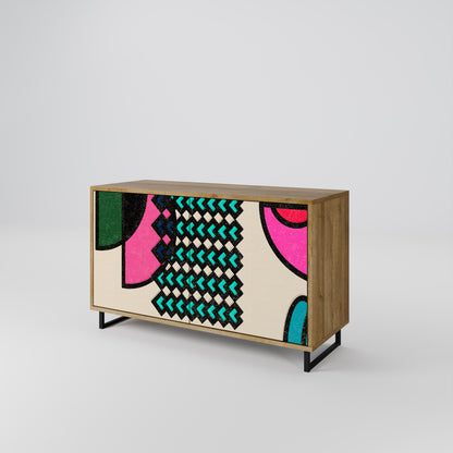 GEOMETRIC RHAPSODY 2-dörrars skänk i ekeffekt