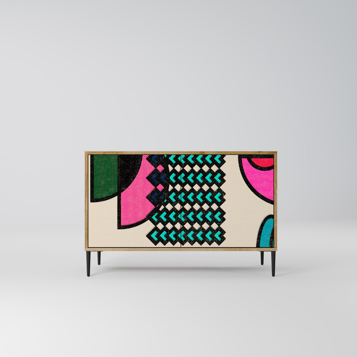 GEOMETRIC RHAPSODY 2-dörrars skänk i ekeffekt
