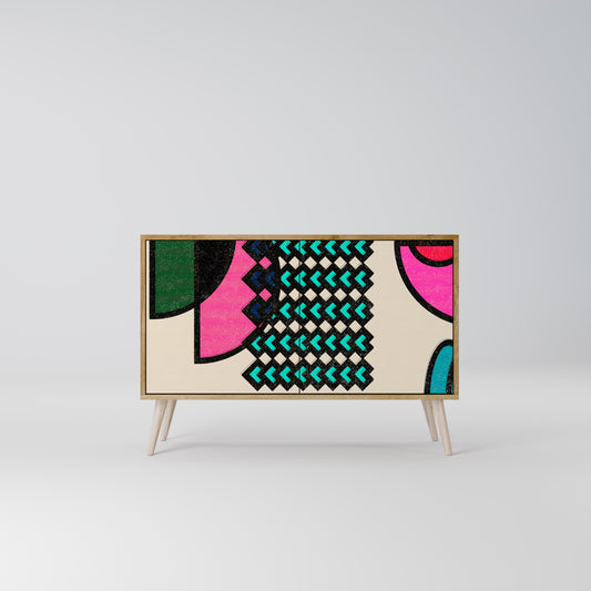GEOMETRIC RHAPSODY 2-dörrars skänk i ekeffekt