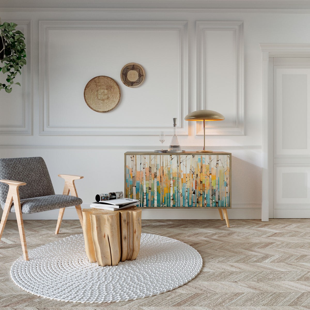 BIRCH KALEIDOSCOPE Skänk med två dörrar