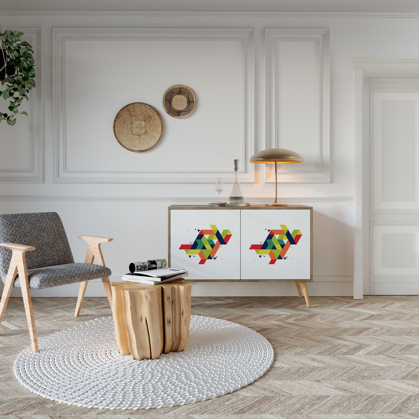 FUTURE SIGN 2-Door Sideboard in Oak Effect