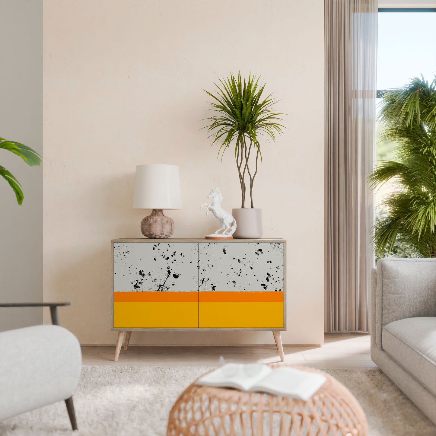 DYED BY ORANGE 2-Door Sideboard in Oak Effect