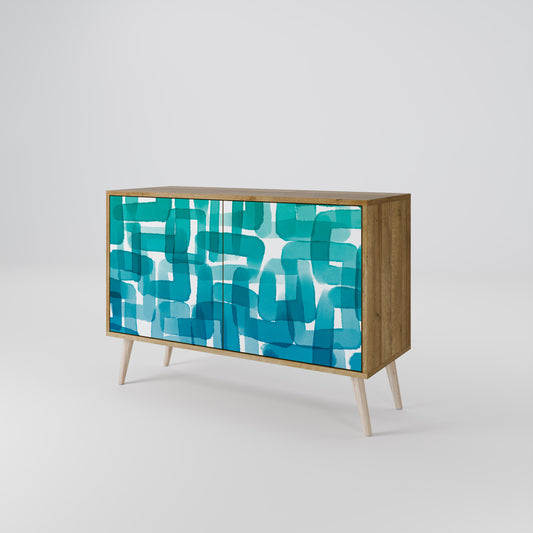 TURQUOISE RECTANGLES Skänk med två dörrar
