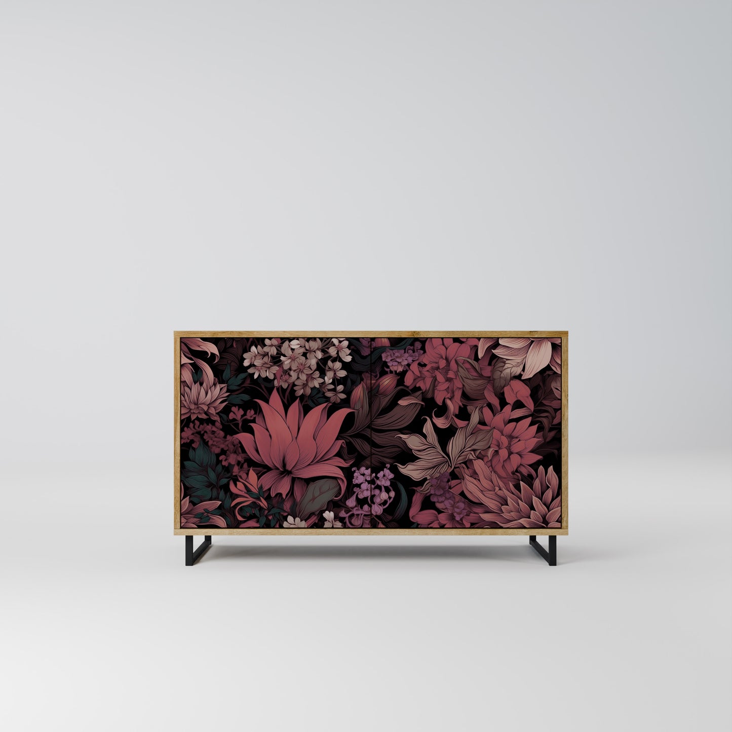FLORAL WHISPER 2-dörrars skänk i ekeffekt
