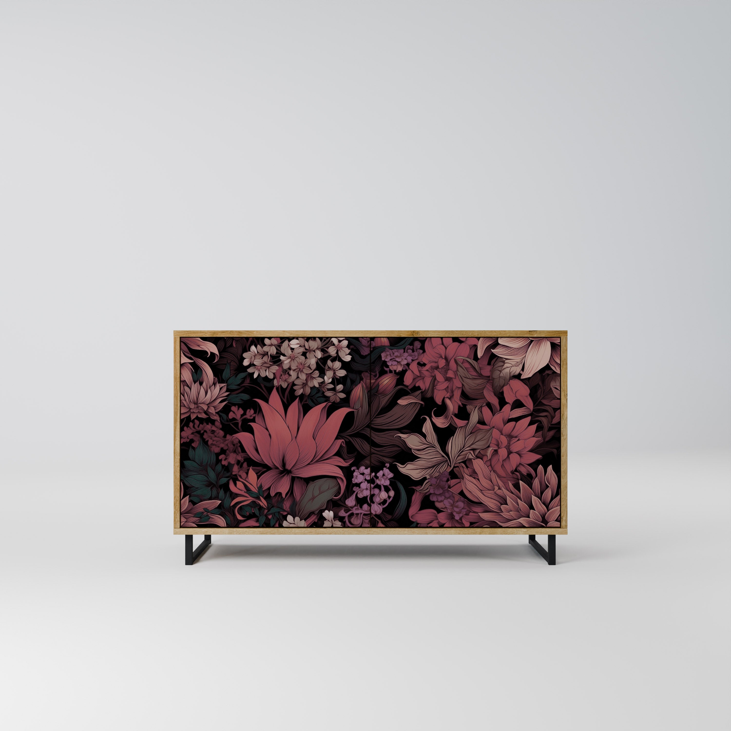 FLORAL WHISPER 2-dörrars skänk i ekeffekt